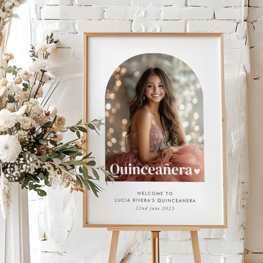Moderne minimalistische Quinceañera boogfoto Poster