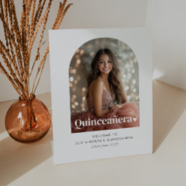 Moderne minimalistische Quinceañera boogfoto welko Reclamebord Met Voetstuk