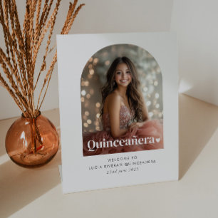 Moderne minimalistische Quinceañera boogfoto welko Reclamebord Met Voetstuk