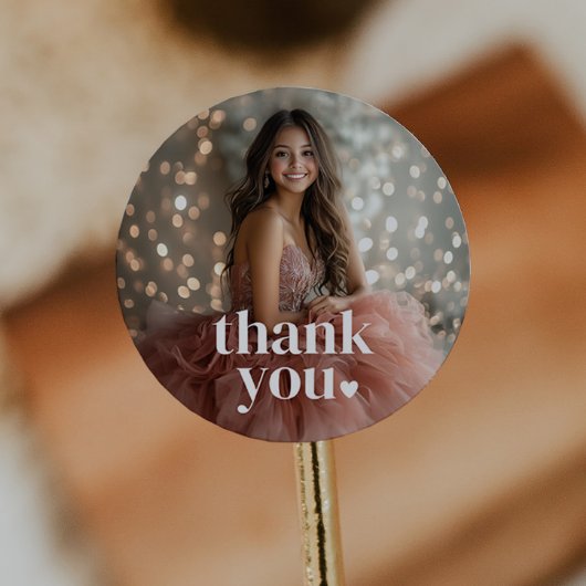 Moderne minimalistische Quinceañera foto Ronde Sticker