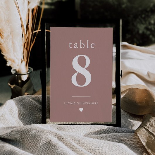 Moderne minimalistische Quinceañera tafel nummer Kaart