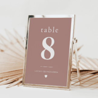 Moderne minimalistische Quinceañera tafel nummer Kaart