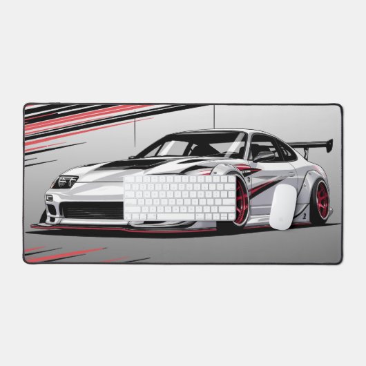 Moderne minimalistische racecultuur rood en grijs bureaumat (Keyboard & Muis)