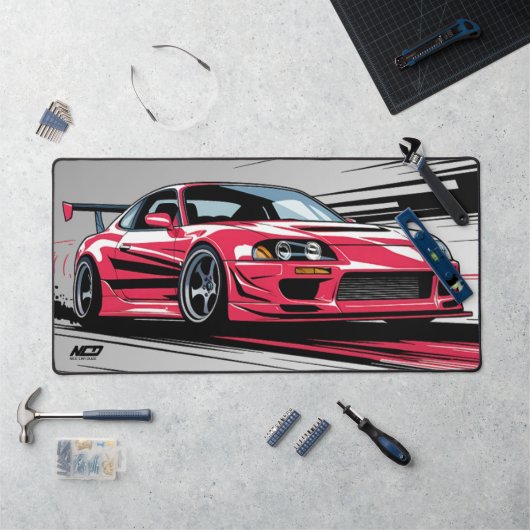 Moderne minimalistische racecultuur rood en grijs bureaumat (Werkstation)