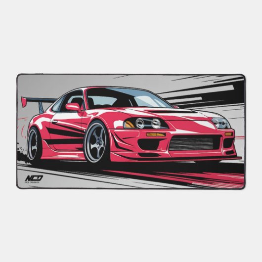 Moderne minimalistische racecultuur rood en grijs bureaumat (Voorkant)