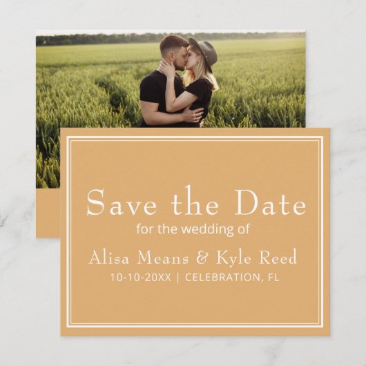 Moderne minimalistische rand Gele foto Opslagdatum (Voorkant / Achterkant)