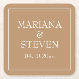 Moderne Minimalistische Rand Tan Beige Kartonnen Onderzetters