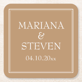 Moderne Minimalistische Rand Tan Beige Kartonnen Onderzetters