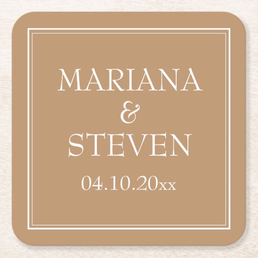 Moderne Minimalistische Rand Tan Beige Kartonnen Onderzetters (Voorkant)