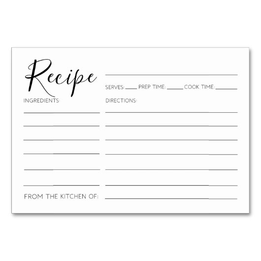 Moderne minimalistische Recept Kaarten Vrijgezelle (Voorkant)
