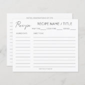 Moderne Minimalistische Recipe Kaart (Voorkant / Achterkant)