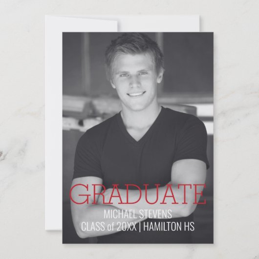 Moderne minimalistische Red Art Deco afstuderen Aankondiging (Voorkant)