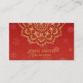 Moderne minimalistische Red Gold Lotus Yoga Instru Visitekaartje (Voorkant)