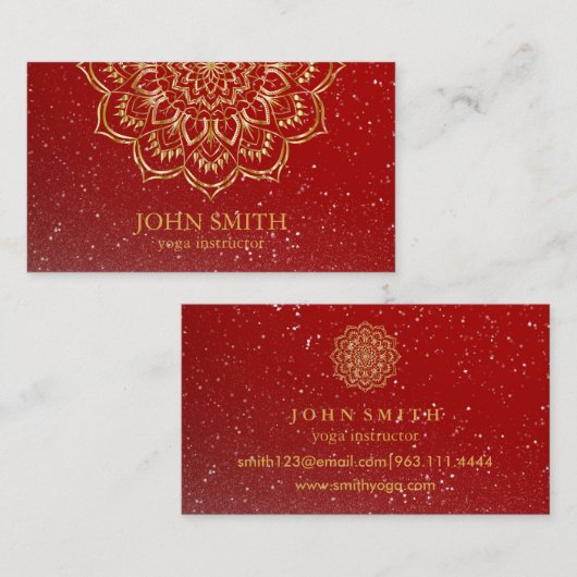 Moderne minimalistische Red Gold Lotus Yoga Instru Visitekaartje (Voorkant / Achterkant)