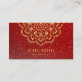 Moderne minimalistische Red Gold Lotus Yoga Instru Visitekaartje (Voorkant)