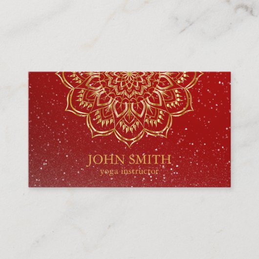 Moderne minimalistische Red Gold Lotus Yoga Instru Visitekaartje (Voorkant)