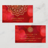 Moderne minimalistische Red Gold Lotus Yoga Instru Visitekaartje (Voorkant / Achterkant)