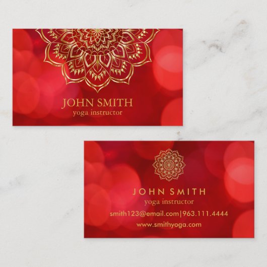 Moderne minimalistische Red Gold Lotus Yoga Instru Visitekaartje (Voorkant / Achterkant)