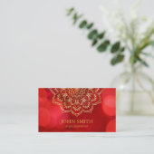 Moderne minimalistische Red Gold Lotus Yoga Instru Visitekaartje (Staand voorkant)