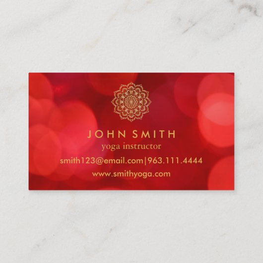Moderne minimalistische Red Gold Lotus Yoga Instru Visitekaartje (Achterkant)