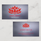 Moderne minimalistische Red Lotus Yoga Instructeur Visitekaartje (Voorkant / Achterkant)