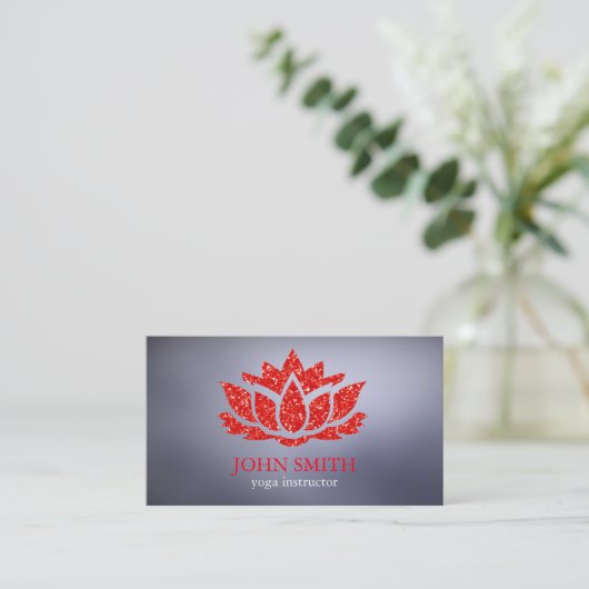 Moderne minimalistische Red Lotus Yoga Instructeur Visitekaartje (Staand voorkant)