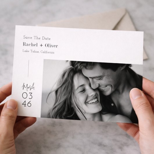 Moderne Minimalistische Redactionele Foto Save the Date