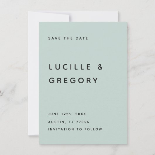 Moderne Minimalistische Redactionele Hoofdletters  Save The Date (Voorkant)