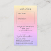 Moderne minimalistische regenboogpasta aanbevelingskaartje (Achterkant)