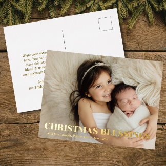 moderne minimalistische religieuze kerstfolie foto folie feestdagen briefkaart