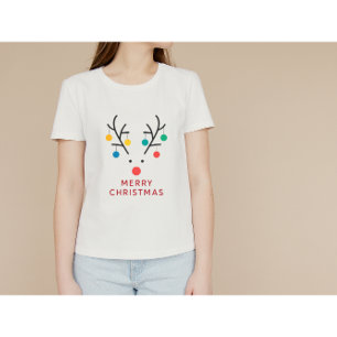 Moderne Minimalistische Rendier Kerstlichten Ontwe T-shirt