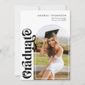 Moderne minimalistische retro Afstuderen foto Aankondiging (Voorkant)