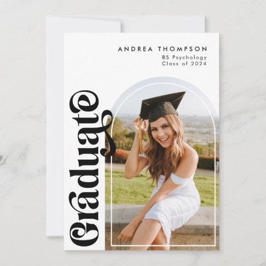 Moderne minimalistische retro Afstuderen foto Aankondiging (Voorkant)