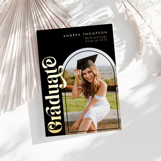 Moderne minimalistische retro Afstuderen foto Folie Feestdagenkaart