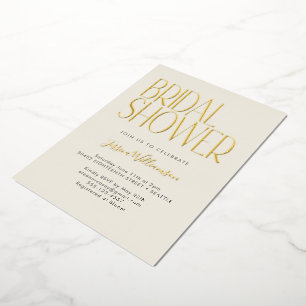 Moderne Minimalistische Retro Bruiloftsborrel Goud Folie Uitnodiging