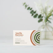 Moderne minimalistische retro geometrische cirkels visitekaartje (Staand voorkant)