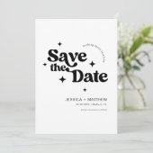 Moderne minimalistische retro typografie Save the Date (Staand voorkant)