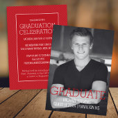 Moderne Minimalistische Rode Art Deco Afstudeerfee Aankondiging