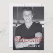 Moderne Minimalistische Rode Art Deco Afstudeerfee Aankondiging (Voorkant)