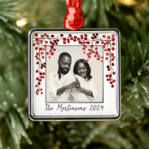 Moderne minimalistische rode bessen kerstfoto