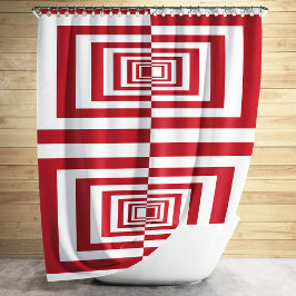 Moderne minimalistische rode geometrie douchegordijn