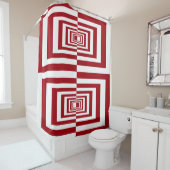 Moderne minimalistische rode geometrie douchegordijn (In situ)