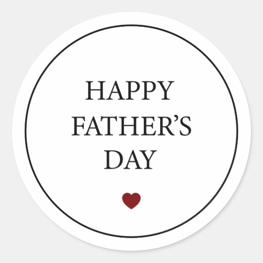 Moderne minimalistische Rode Hart Gelukkige Vaderd Ronde Sticker (Voorkant)