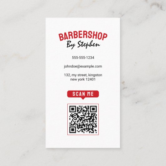 Moderne minimalistische rode kapperszaak Haarstyli Visitekaartje (Achterkant)