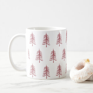 Moderne minimalistische rode kerstboom patroon koffiemok