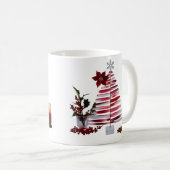 Moderne Minimalistische Rode Kwaststreek Kerstboom Koffiemok (Voorkant rechts)