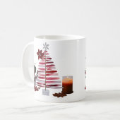 Moderne Minimalistische Rode Kwaststreek Kerstboom Koffiemok (Voorkant links)