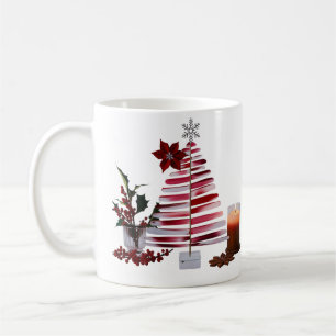 Moderne Minimalistische Rode Kwaststreek Kerstboom Koffiemok