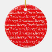 Moderne Minimalistische Rode Prettig Kerstfeest Keramisch Ornament (Achterkant)