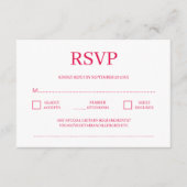 Moderne minimalistische rode roos bruiloft RSVP Informatiekaartje (Voorkant)